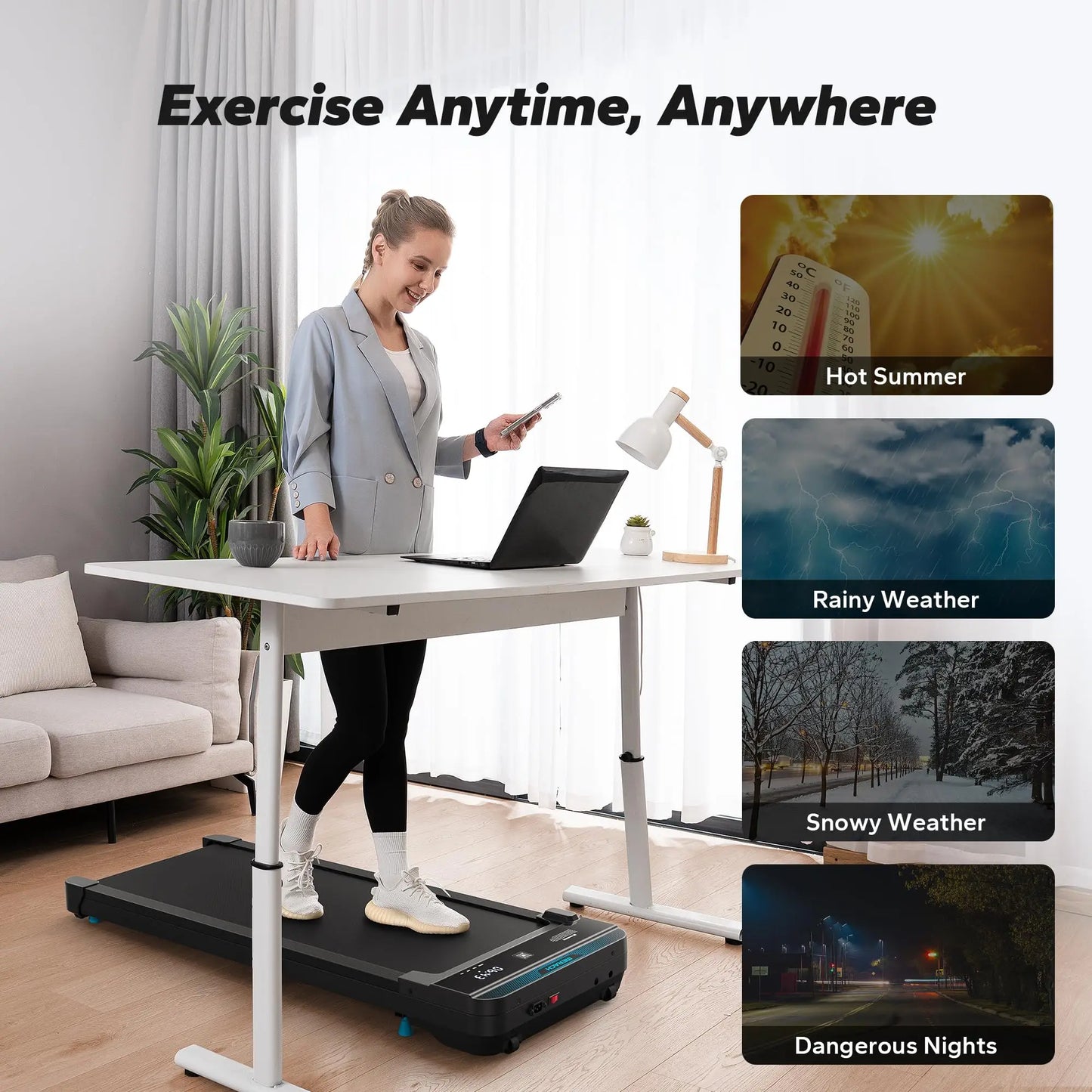 2in1 Quiet Portable Mini Treadmill