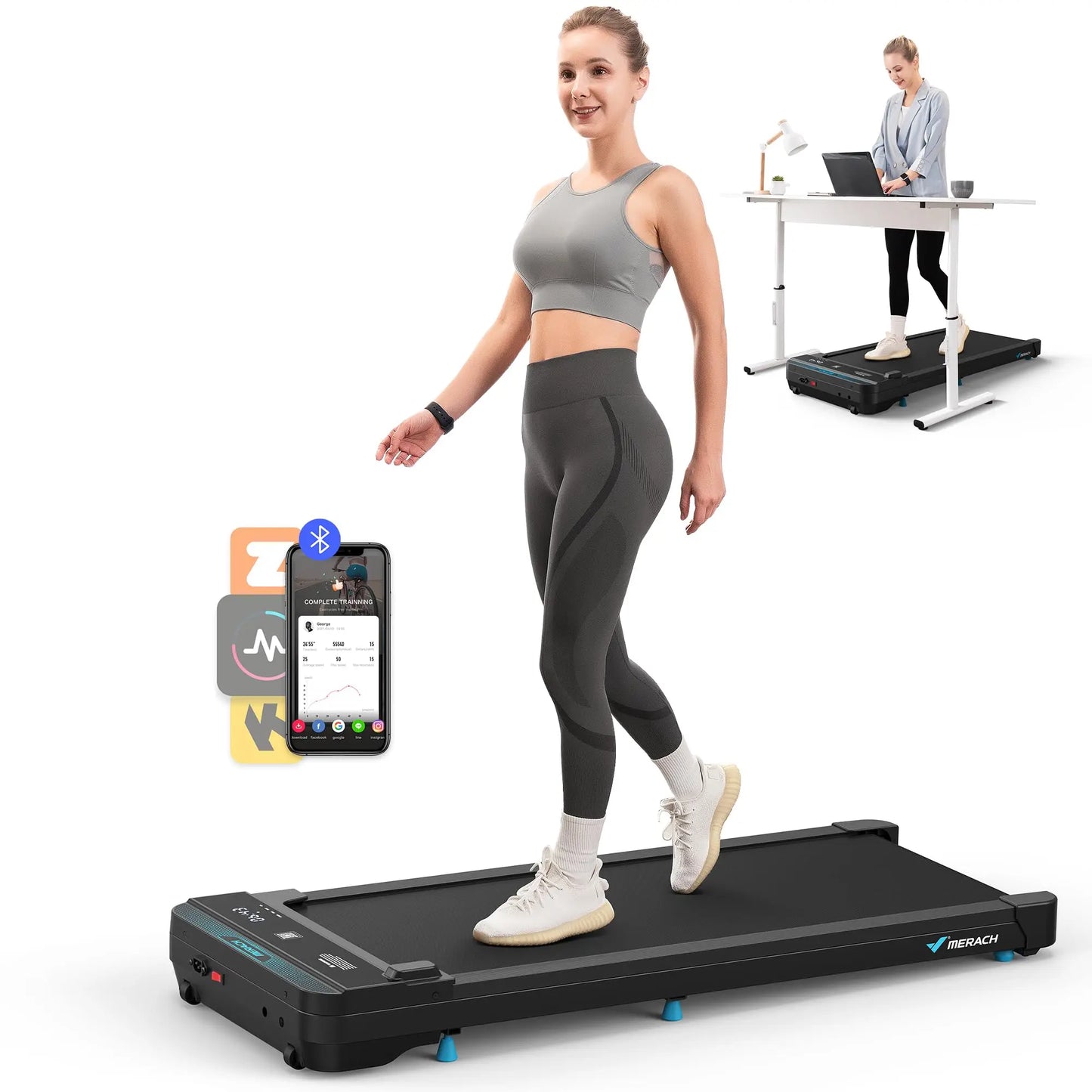 2in1 Quiet Portable Mini Treadmill