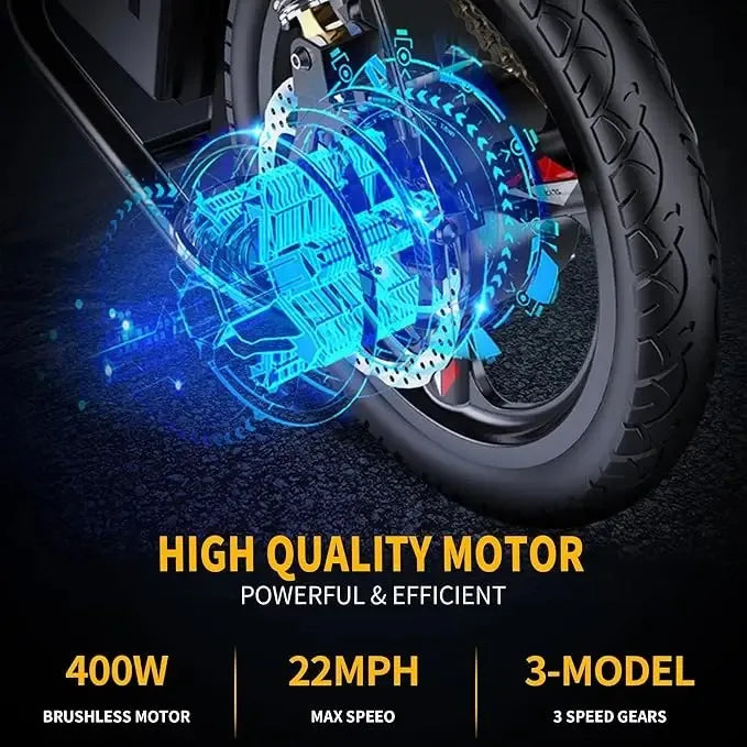 400W Motor 22MPH Max Speed, 14” Tire, 48V Electric Bike