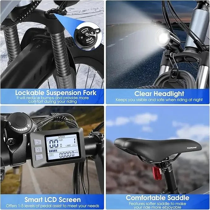 Electric Bike 26'' 750W Up to 50 Miles 21.7MPH