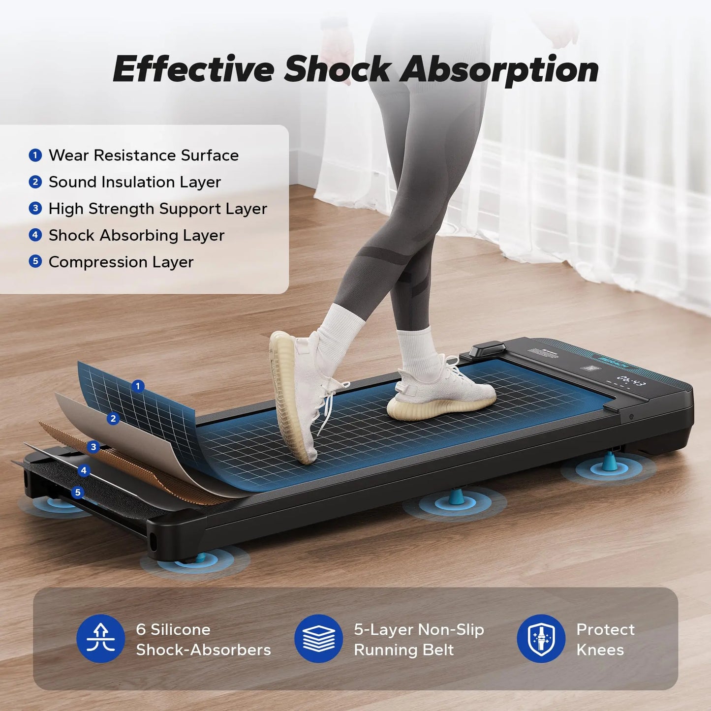 2in1 Quiet Portable Mini Treadmill
