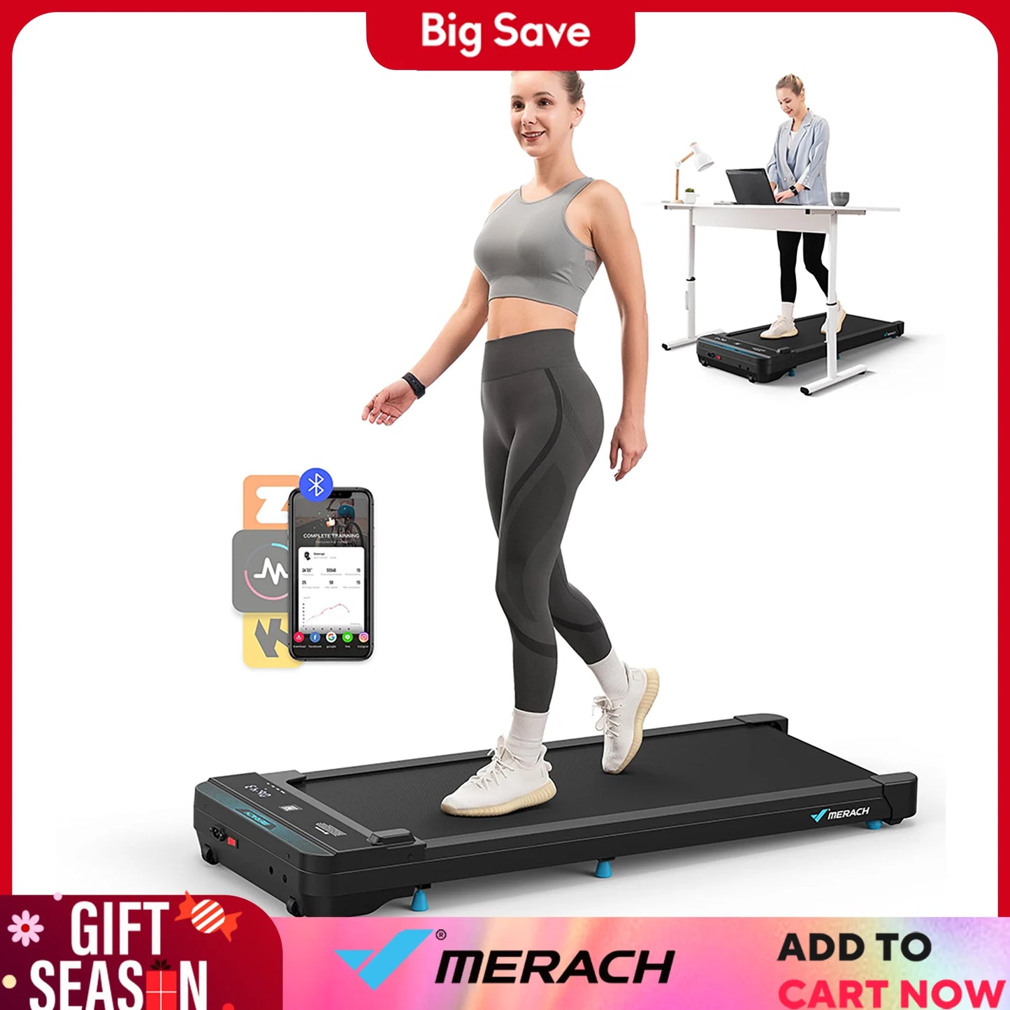 2in1 Quiet Portable Mini Treadmill