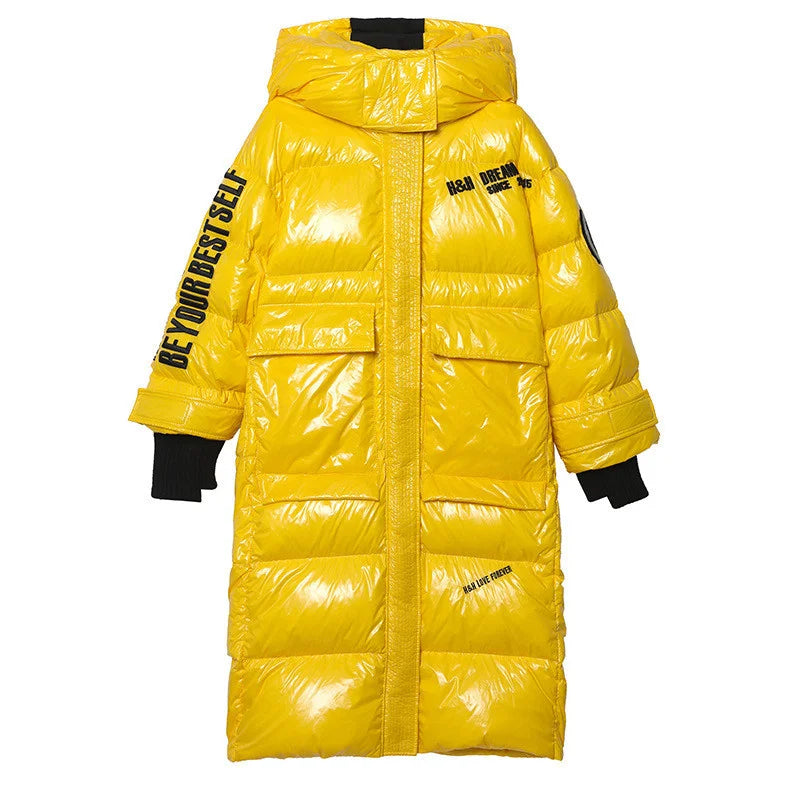 Women's Shiny Down Cotton Turtleneck Parka