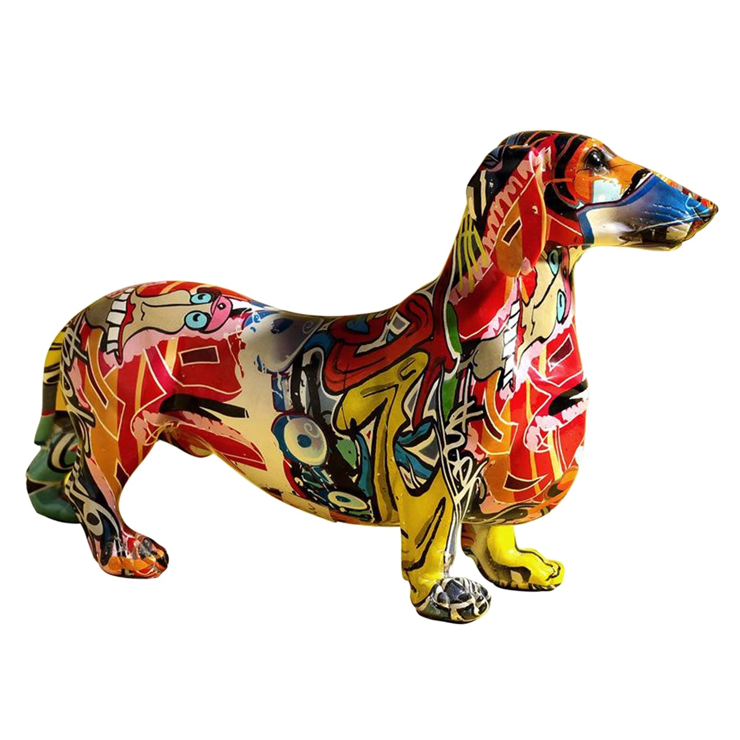 Painted Colorful Dachshund Dog Decor Home