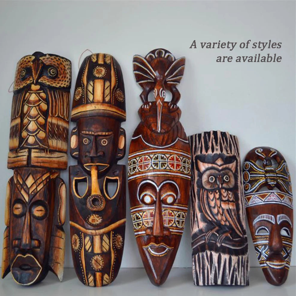 Wood Carved Masks Retro Wall Decoration