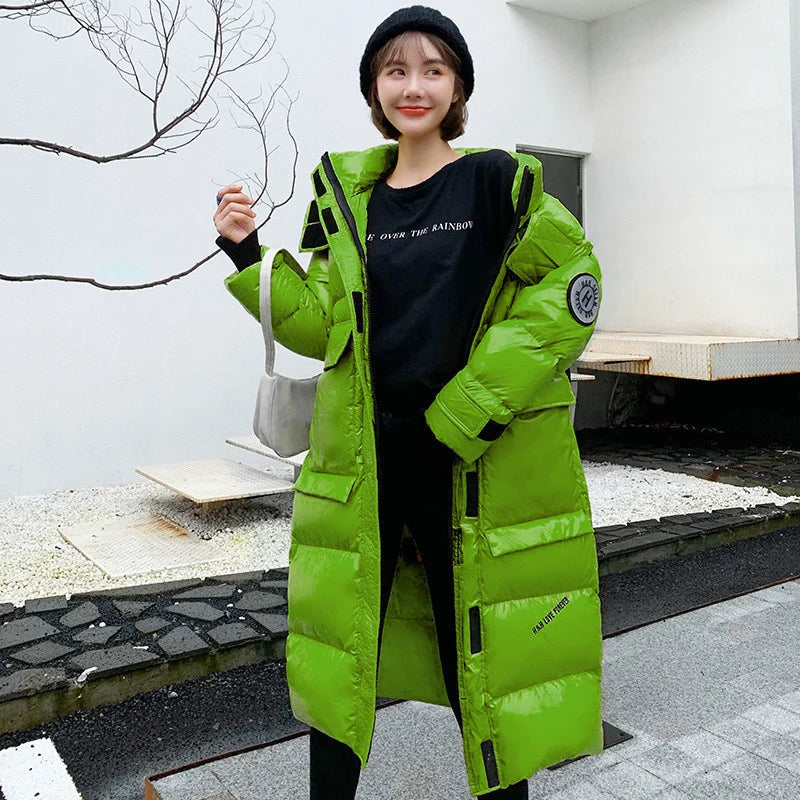 Women's Shiny Down Cotton Turtleneck Parka