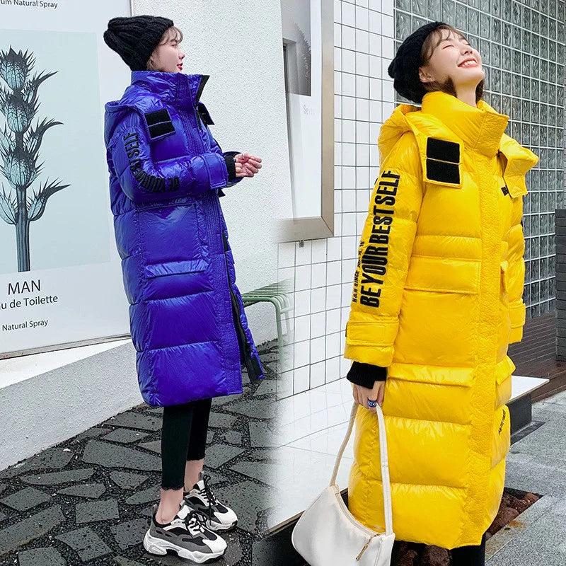 Women's Shiny Down Cotton Turtleneck Parka