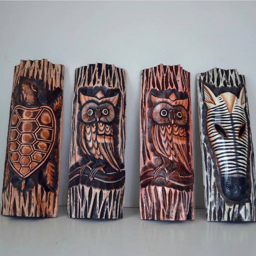 Wood Carved Masks Retro Wall Decoration