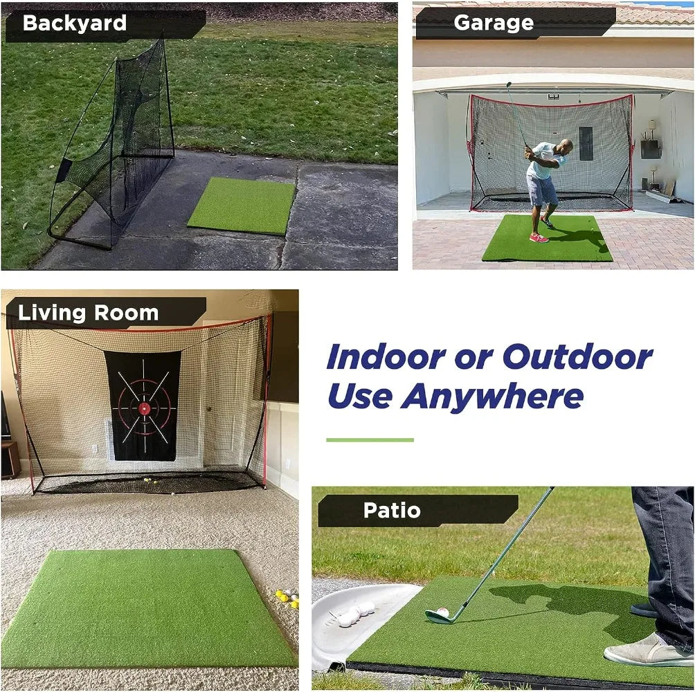 5x4ft Artificial Turf Hitting Mats Practice with 10 Golf Balls, 9 Golf Tees