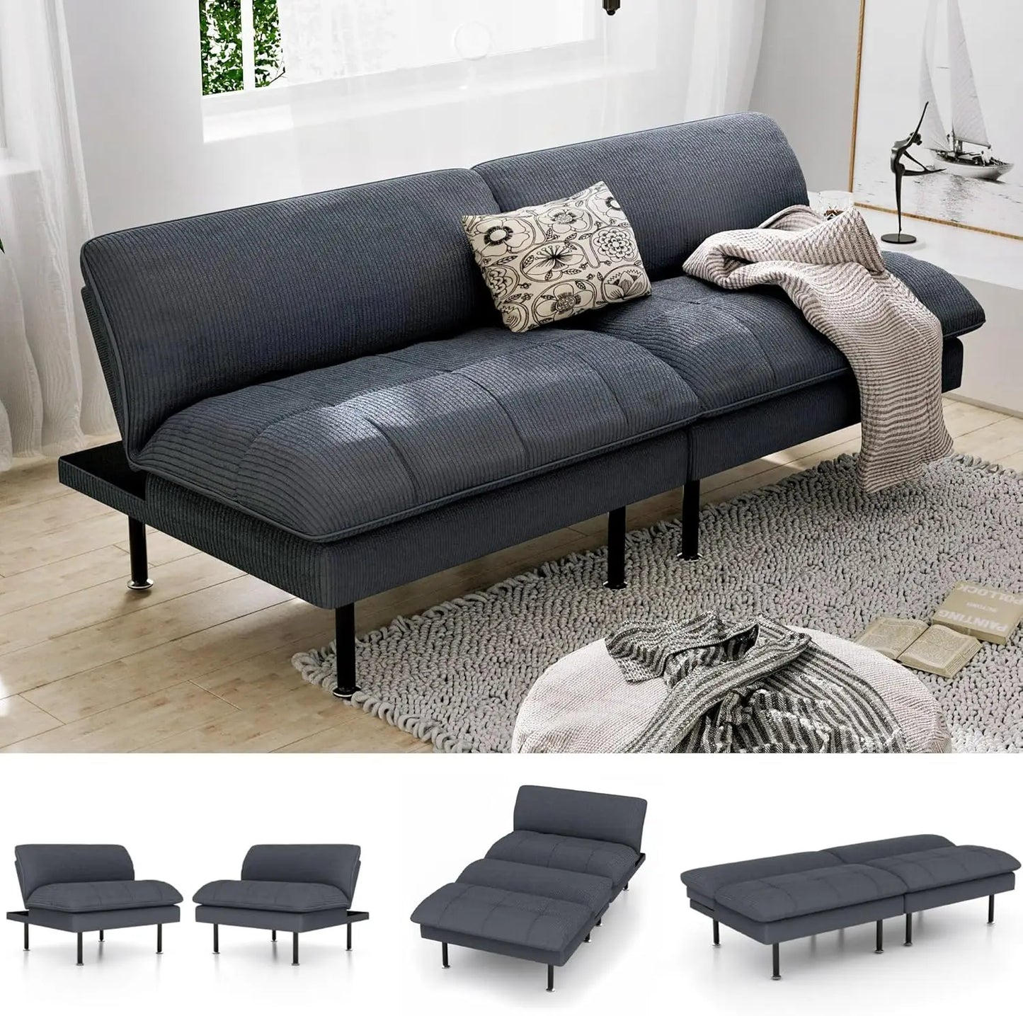 70" 4 in 1 Multi-Function Couch Sleeper with Adjustable Backrest