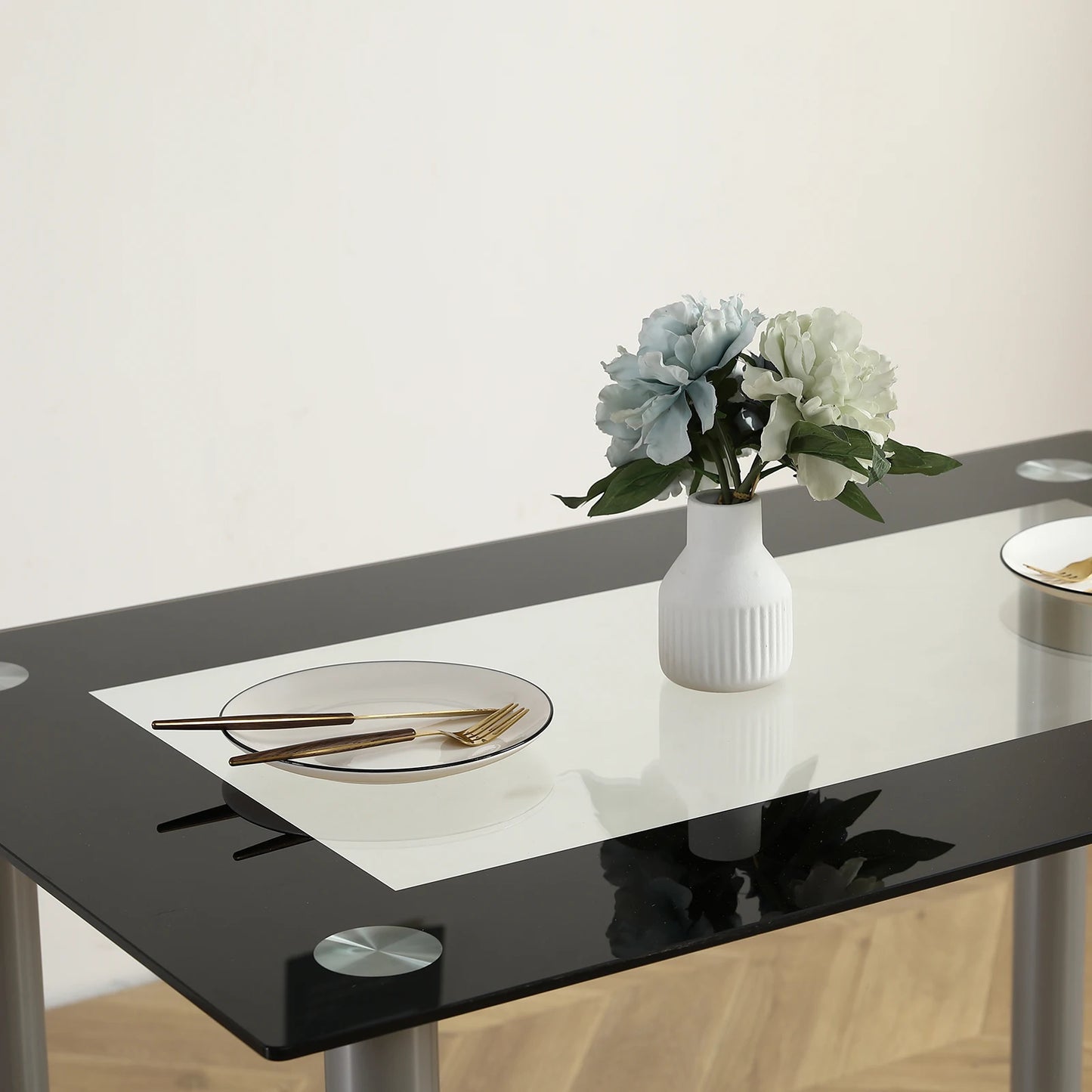 5 Pieces Dining Table Set for 4, Kitchen Room Tempered Glass