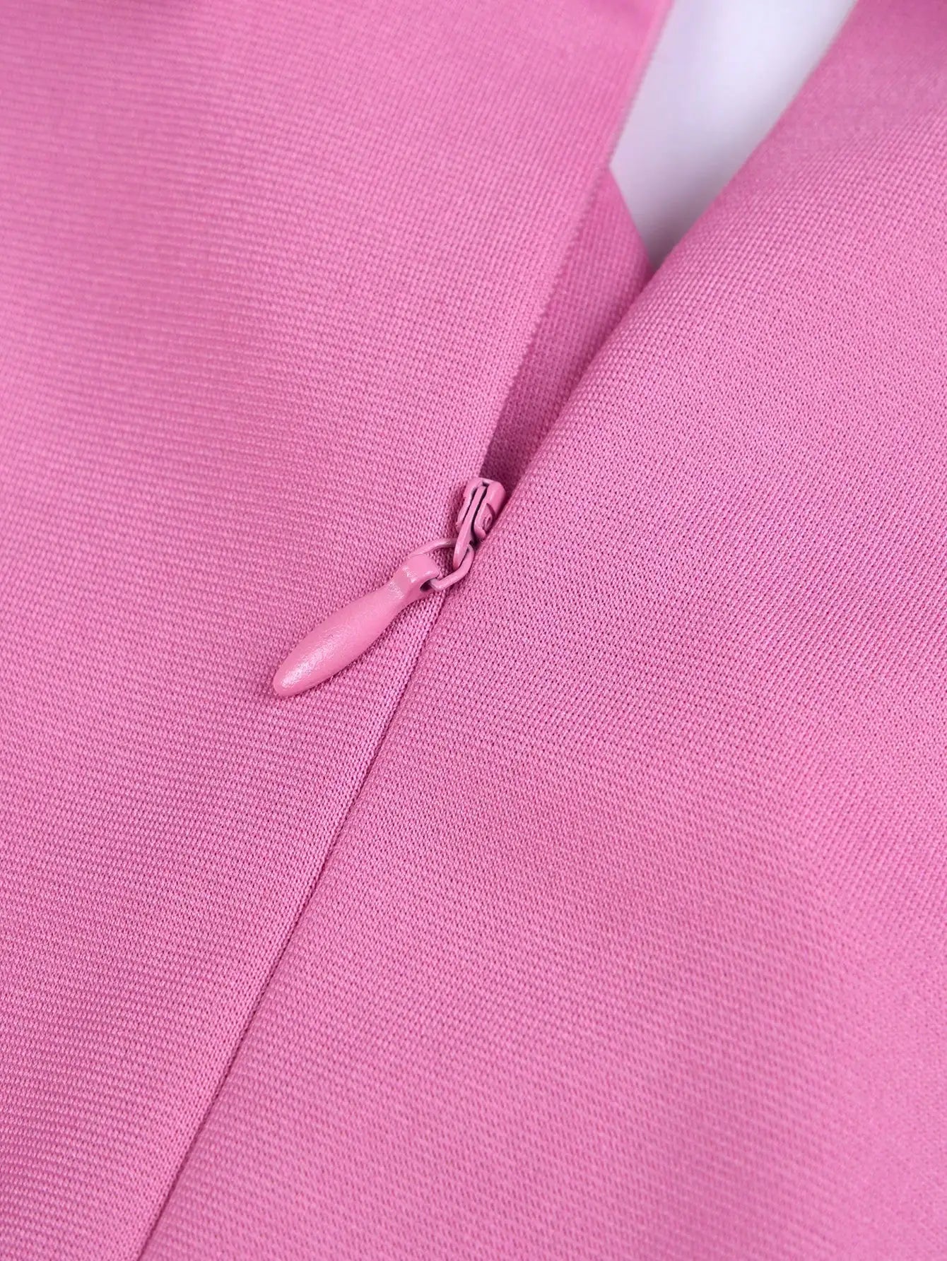 Pink Double-Breasted Wrap Collar Midi Dress