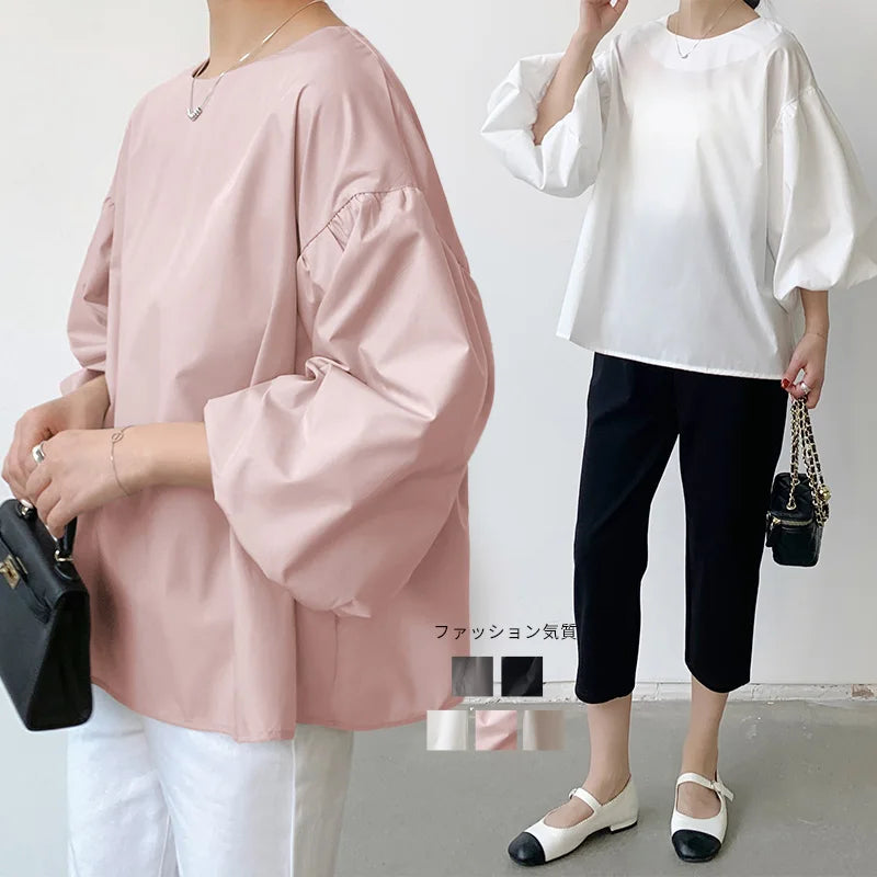Japanese Style O-neck Loose Women Casual Blouse