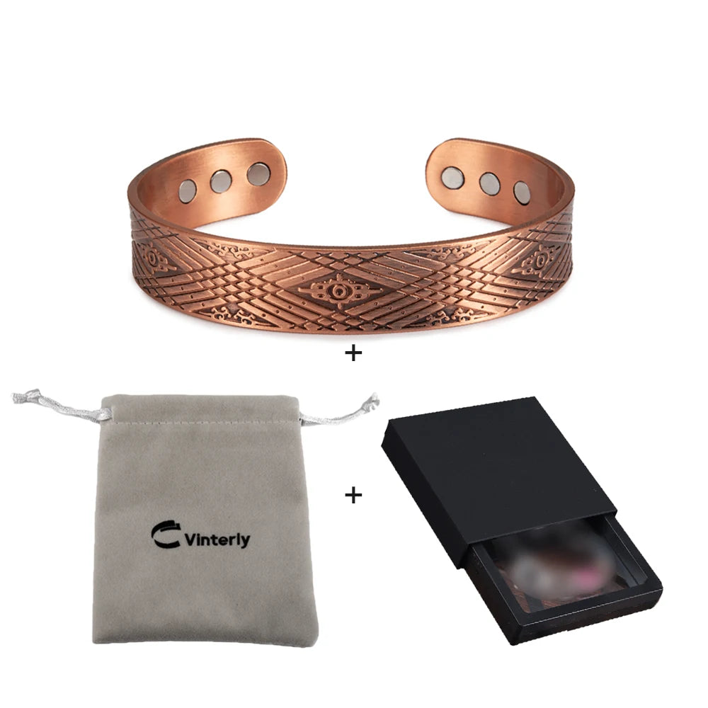 Solid Copper Magnetic Therapy 15mm Adjustable Arthritis Relief