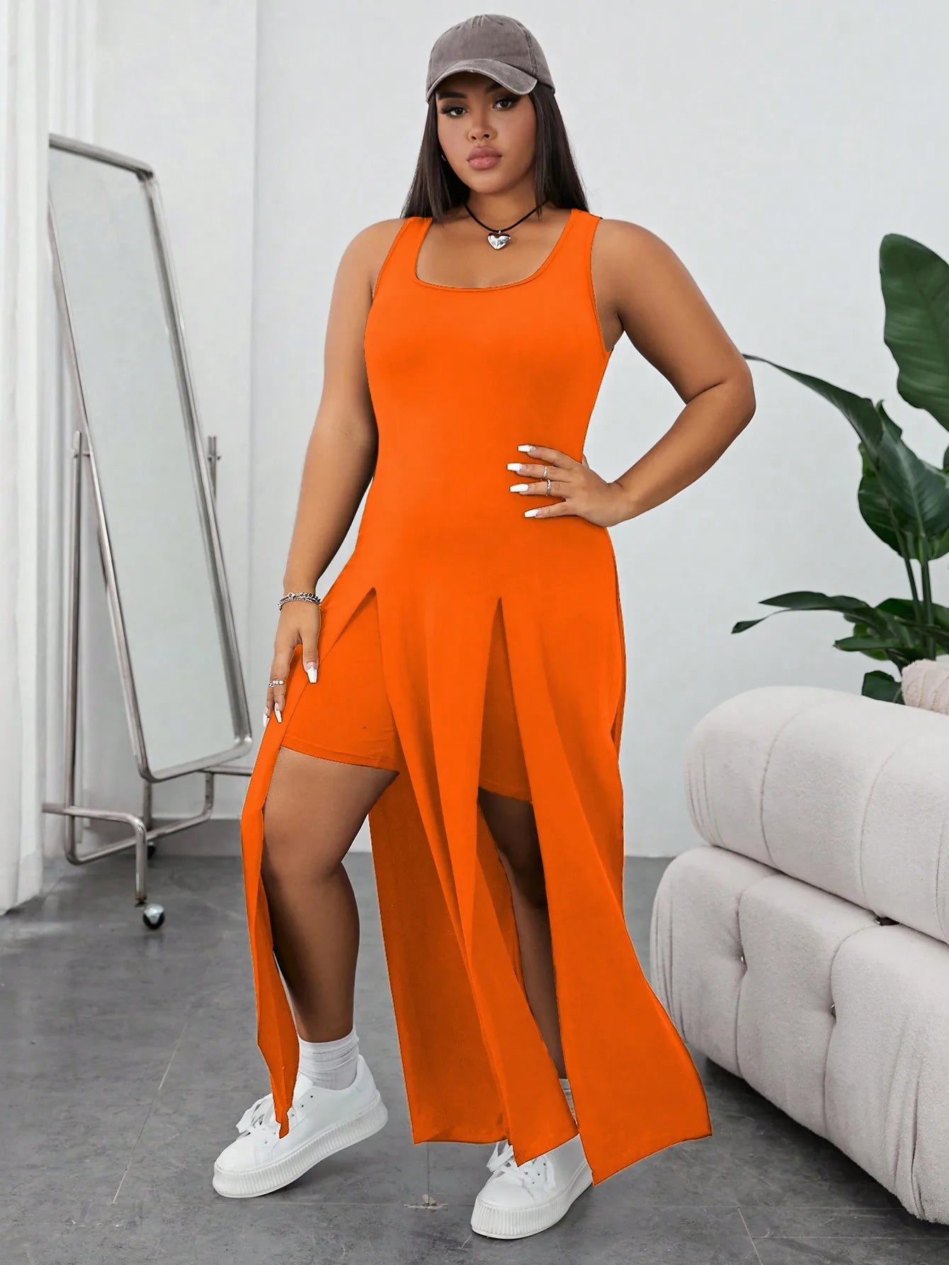 Plus Size Split Thigh Maxi Dress