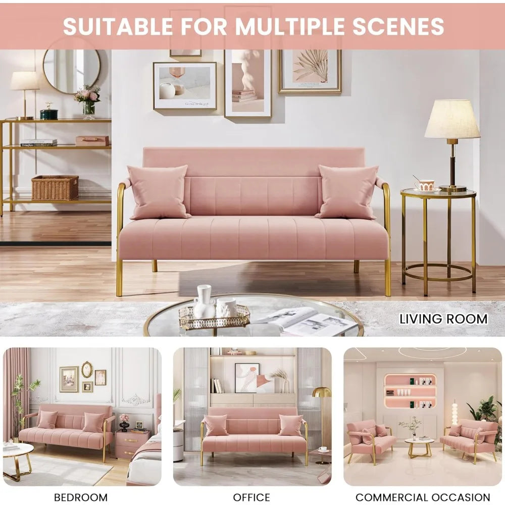56.5" Luxurious Velvet Fabric Living Room Sofa