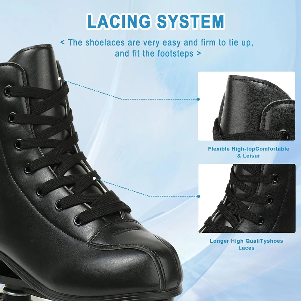 PU Leather Wheels Flash Roller Skates