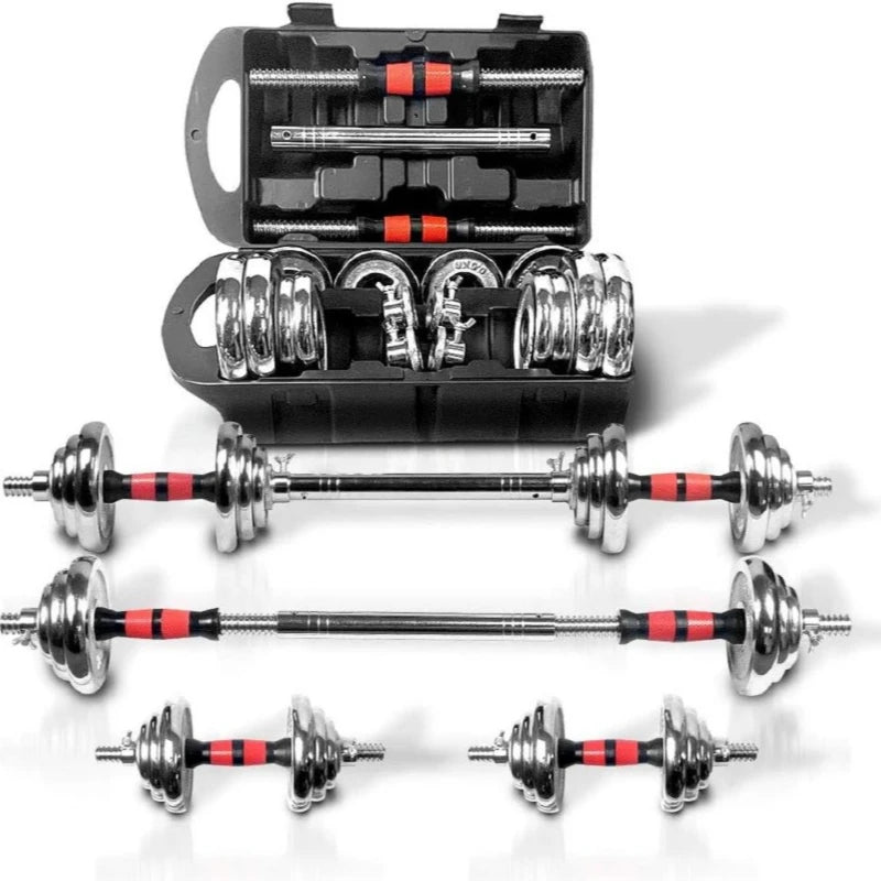 Adjustable Cast Iron Barbell Set with Carrying Case
