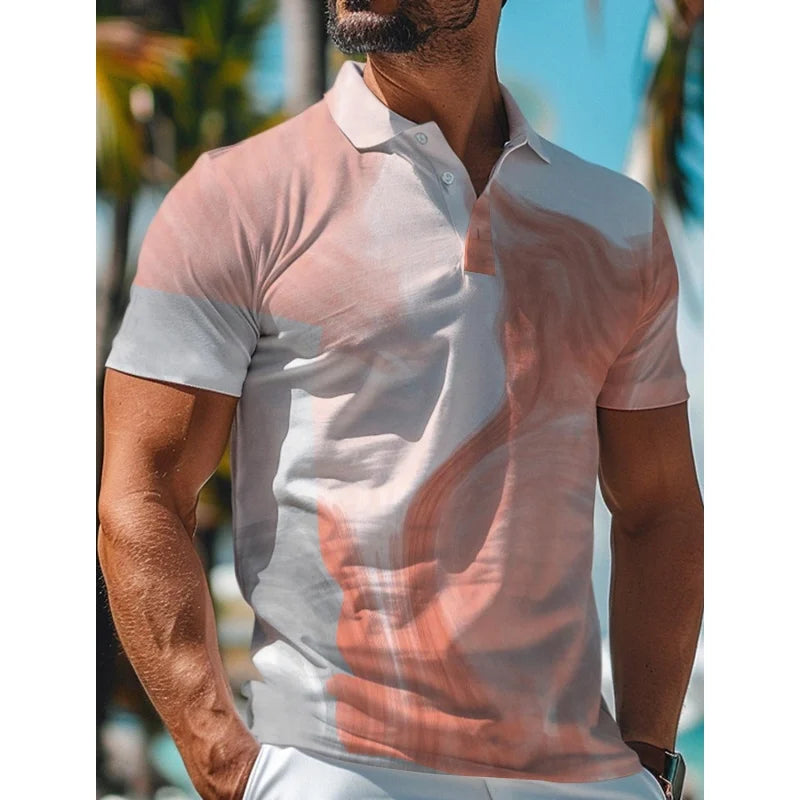 3D Gradient Pattern Men's Summer Top