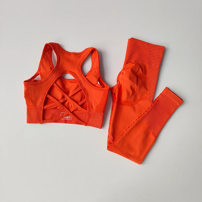 2PCS Tank Top Bra Shockproof Running Leggings Set