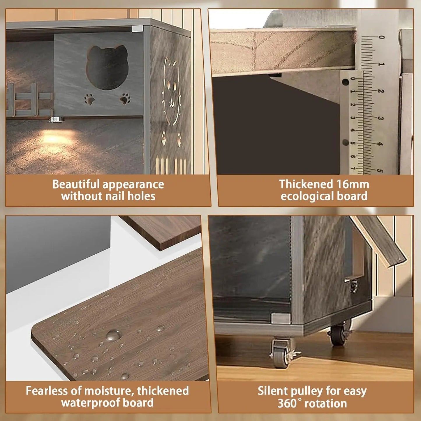 Large Wooden Cat Condo with Scratching Post