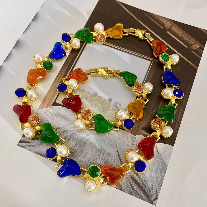 Women's Romantic Colorful Heart Jewelry