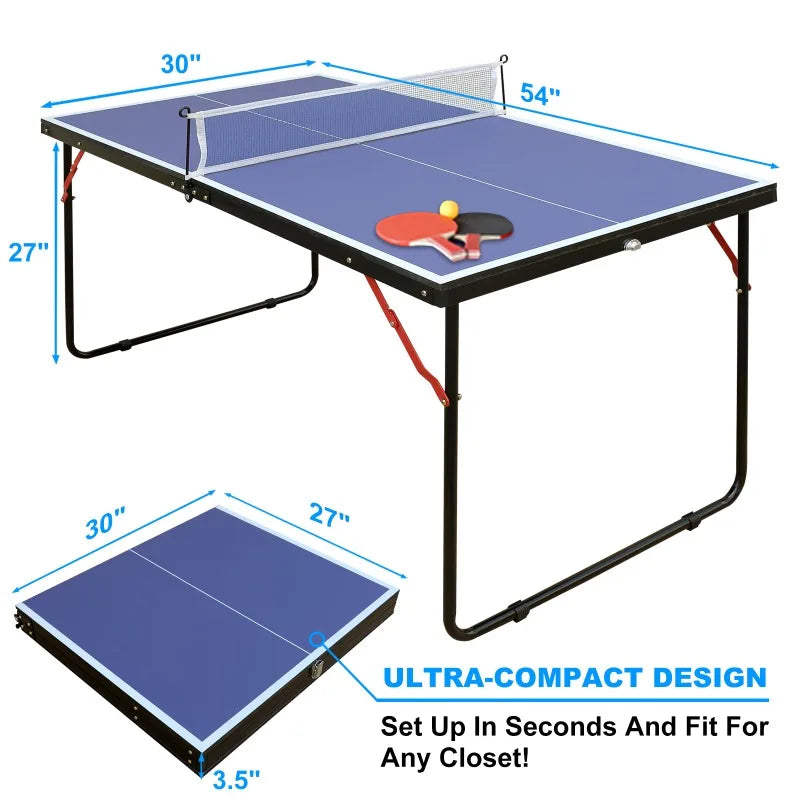 4.5ft Portable Ping Pong Table Set with Net and 2 Ping Pong Paddles