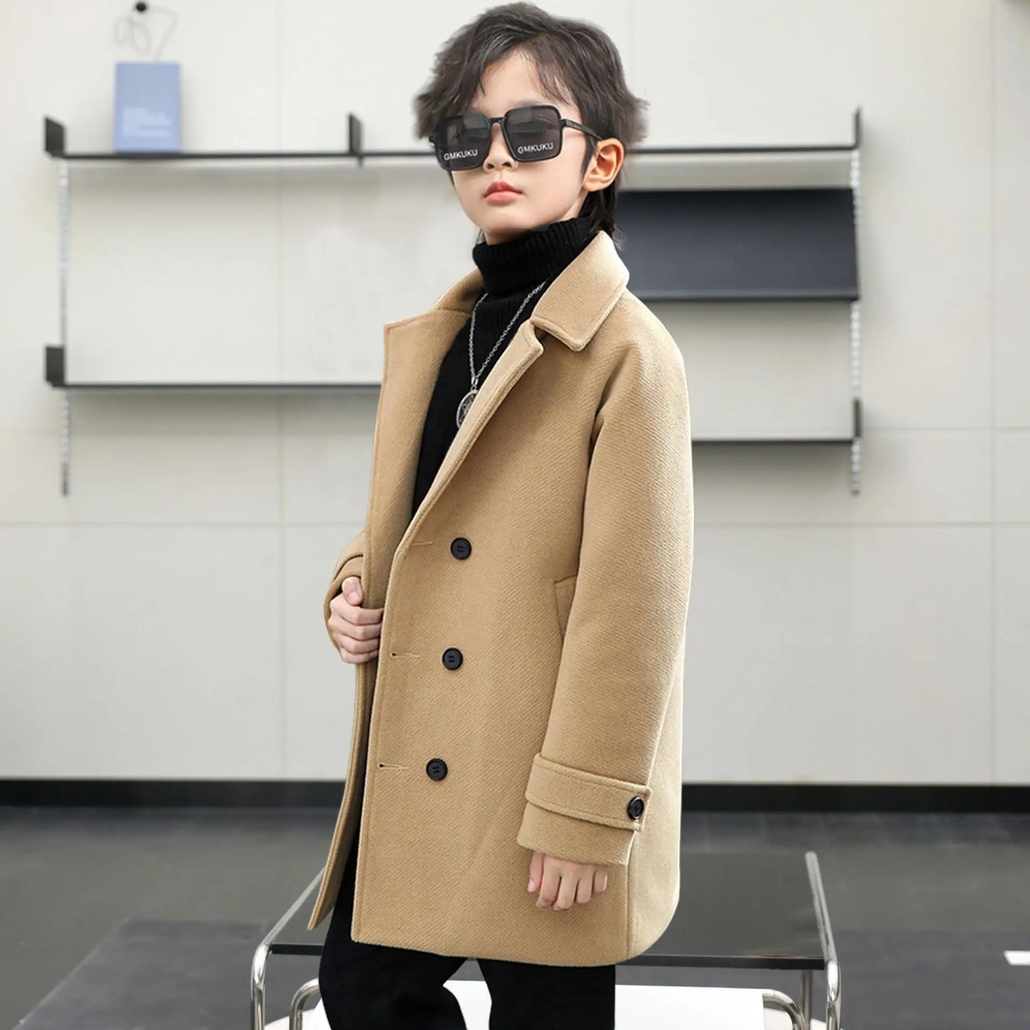 Winter Khaki Wool Coat