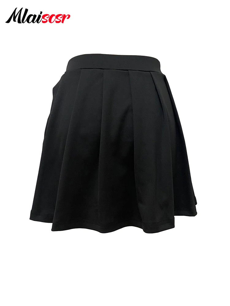 Pleated Irregular High Waist Mini Pants