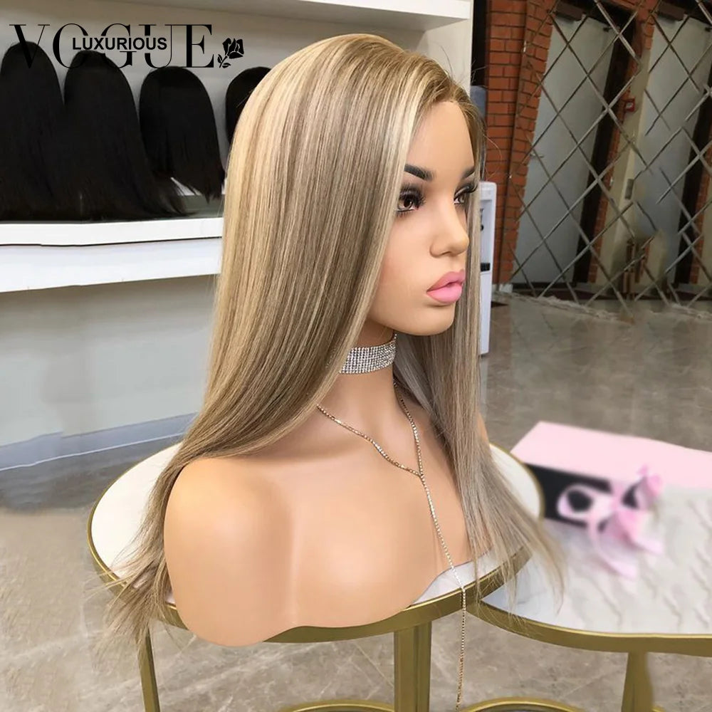 13x4 Transparent Lace Front Straight Human Hair Wigs Brazilian Highlight