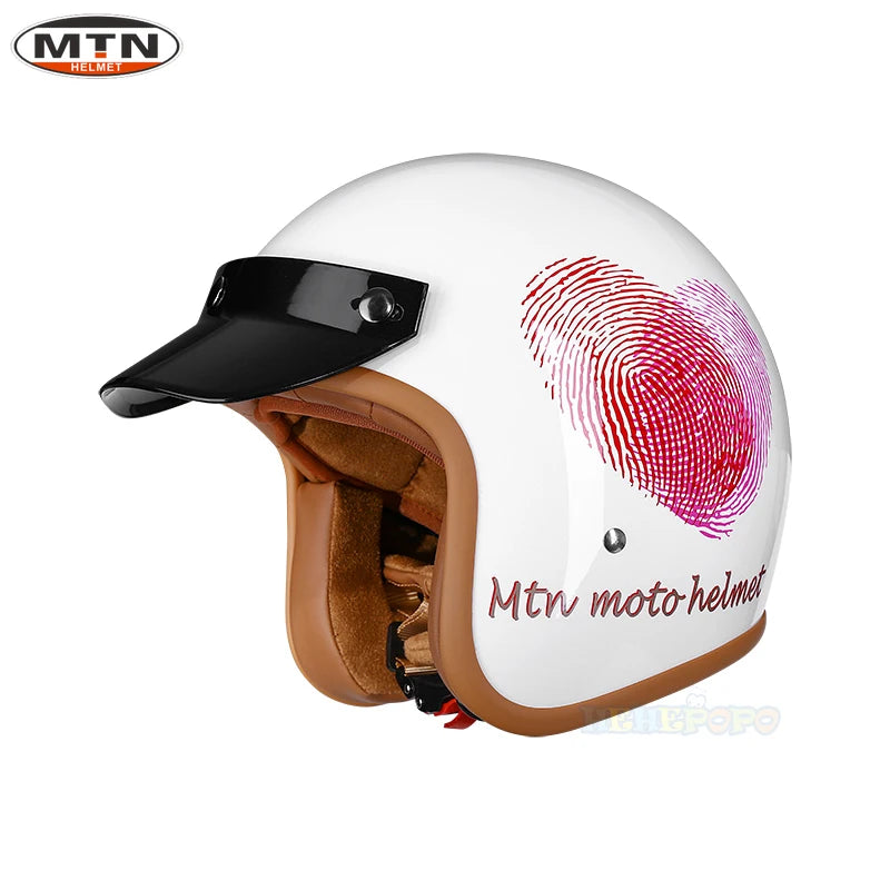 Vintage Motorcycle Helmet DOT Certified Synthetic Leather