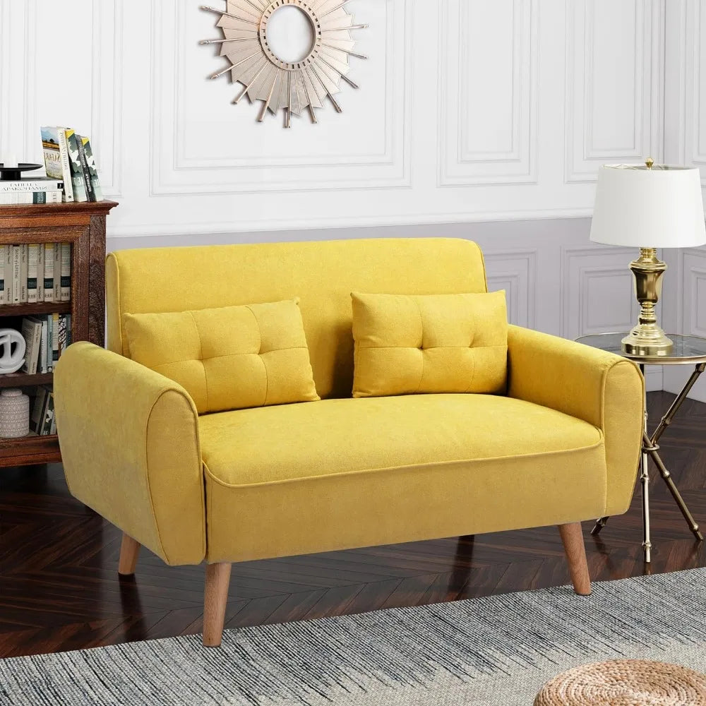 47" Small Modern Loveseat with 2 Pillows