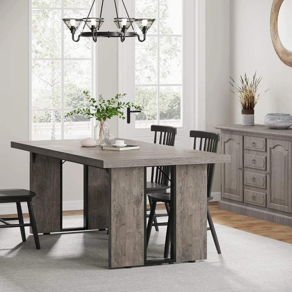 Dining Table Set for 6 to 8 People Rustic Farmhouse