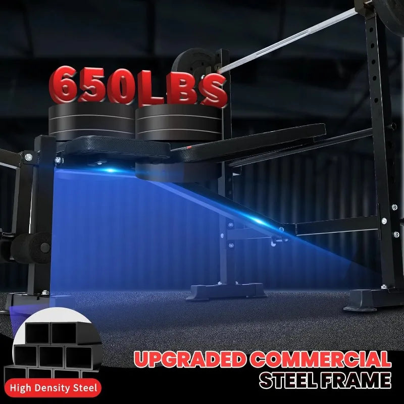 1500LBS 6 in 1 Weight Bench with Leg Extension and Preacher Curl