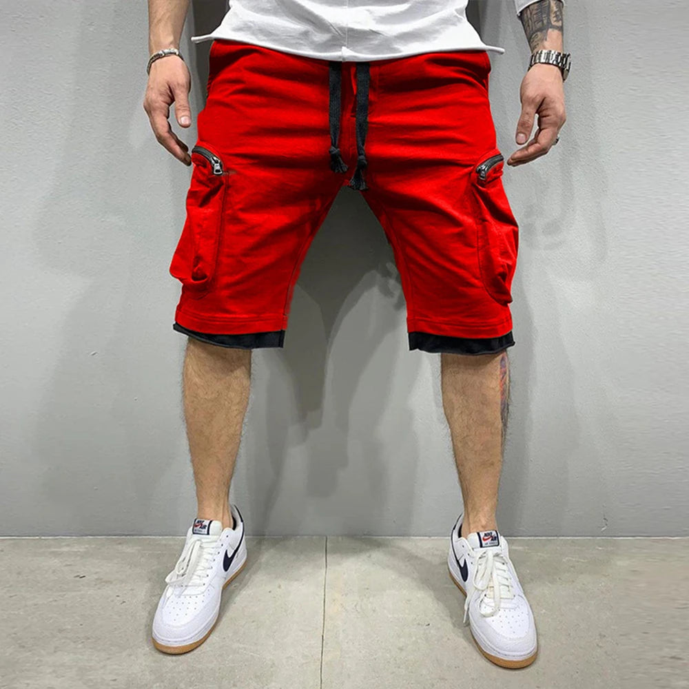 Cotton Workout Fitness Multi Pocket Yellow Shorts