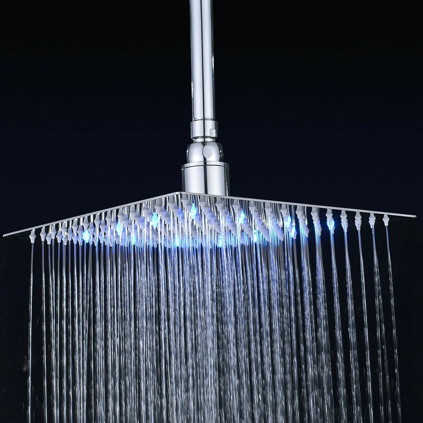 Chrome LED Rainfall Shower Head Stainless Steel Color Changing