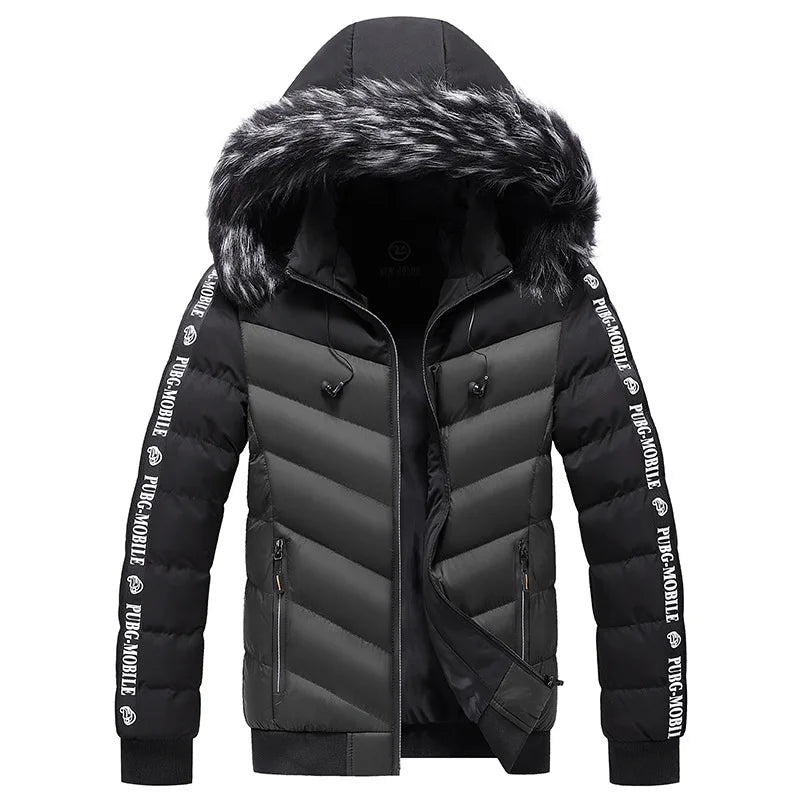 Winter Men Warm Hooded Parkas Detachable Hat
