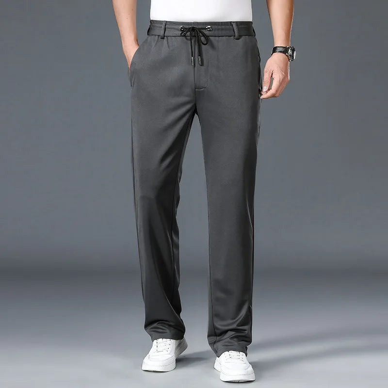 L-10XL Plus Size Men's Summer Straight Fit Elastic Waist Trousers
