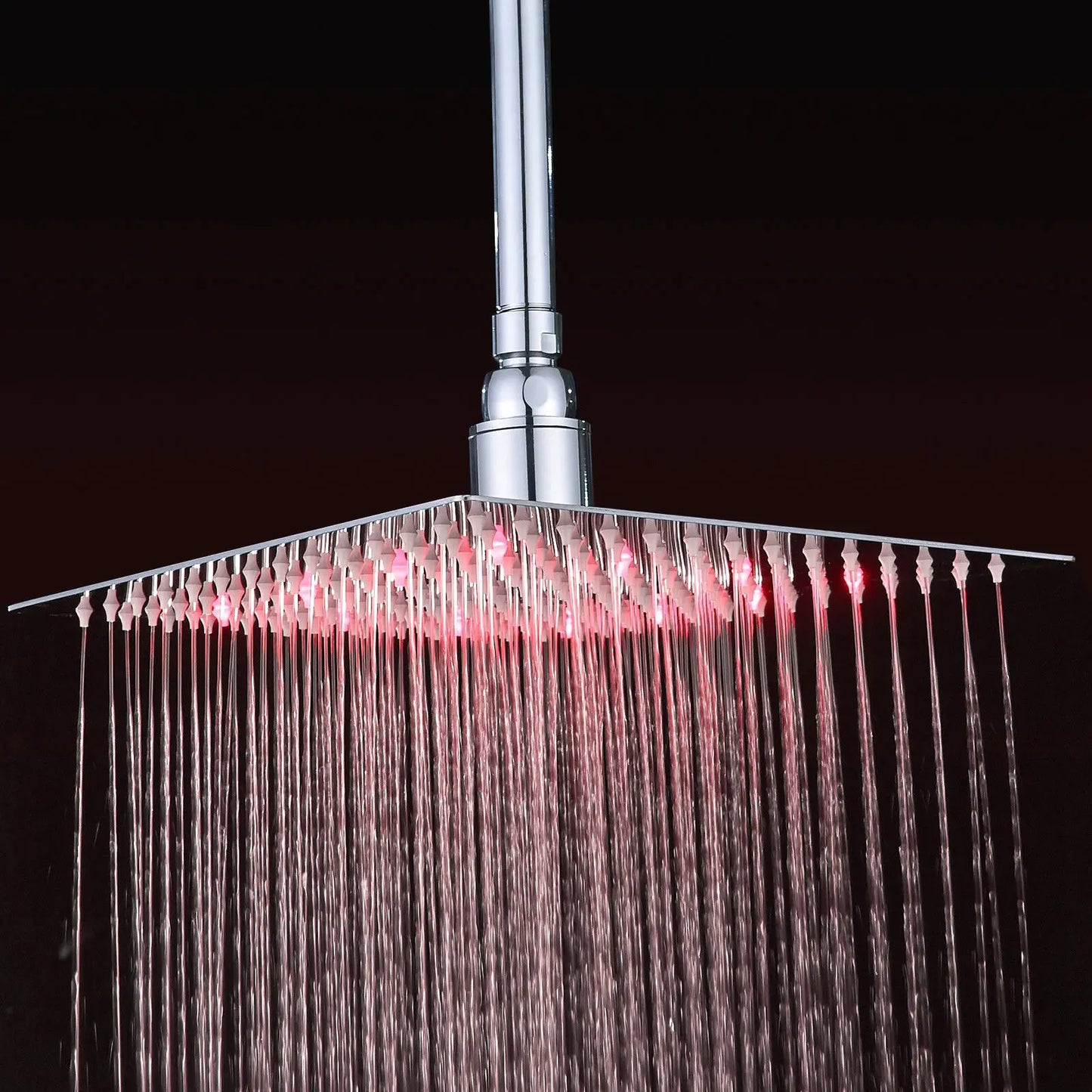 Chrome LED Rainfall Shower Head Stainless Steel Color Changing