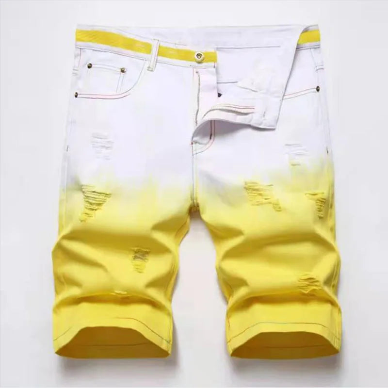 Mens Gradient Colored Bermuda Cotton Casual Shorts