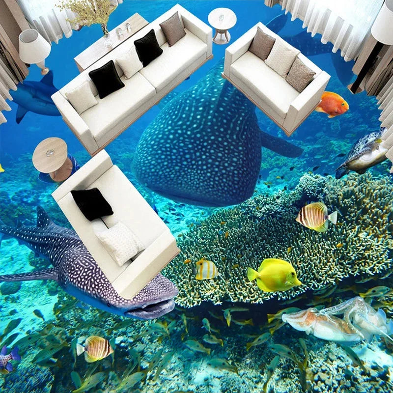 Shark Seaweed Coral 3D Floor Murals