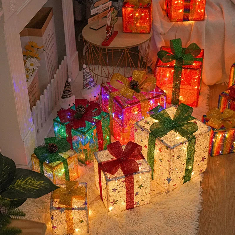 Christmas Gift Box Three-piece Christmas Decoration Lights
