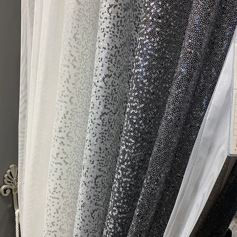 American Embroidery Gradient Modern Gold Luxury Curtains