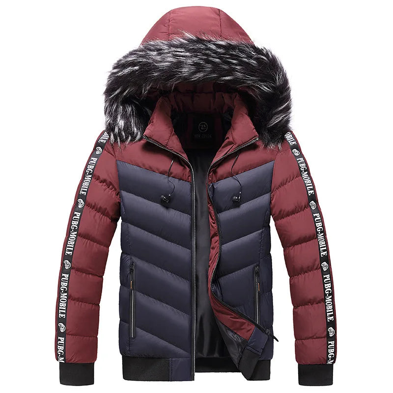 Winter Men Warm Hooded Parkas Detachable Hat