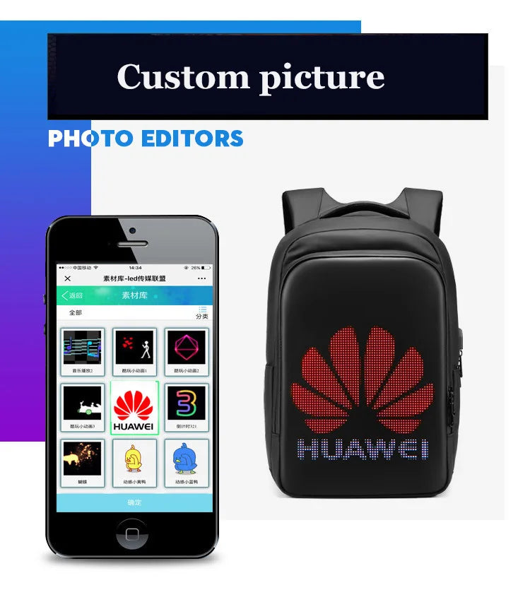 LED Display Smart Backpack