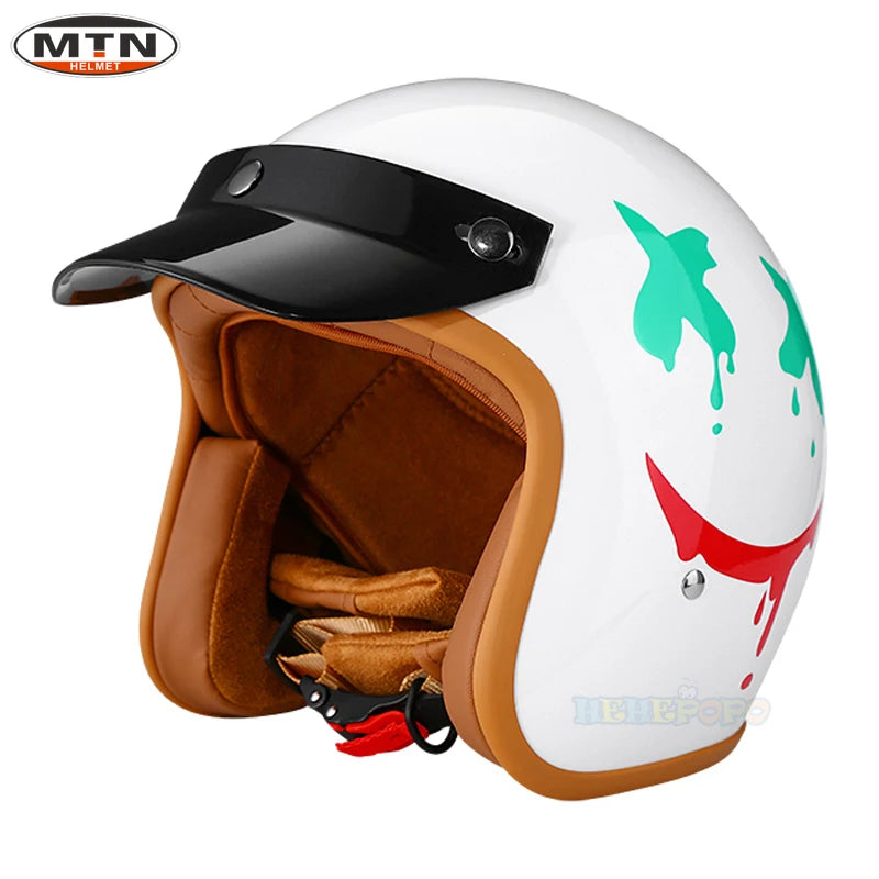 Vintage Motorcycle Helmet DOT Certified Synthetic Leather