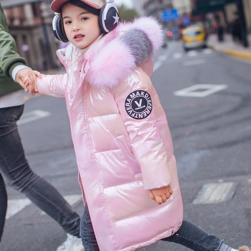 Winter Jacket Long Style Hooded Fur Collar
