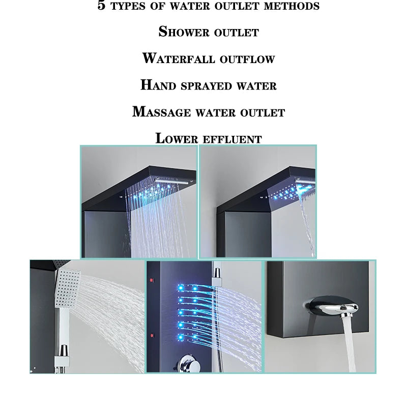 LED Shower Faucet SPA Massage Jet Shower Column System