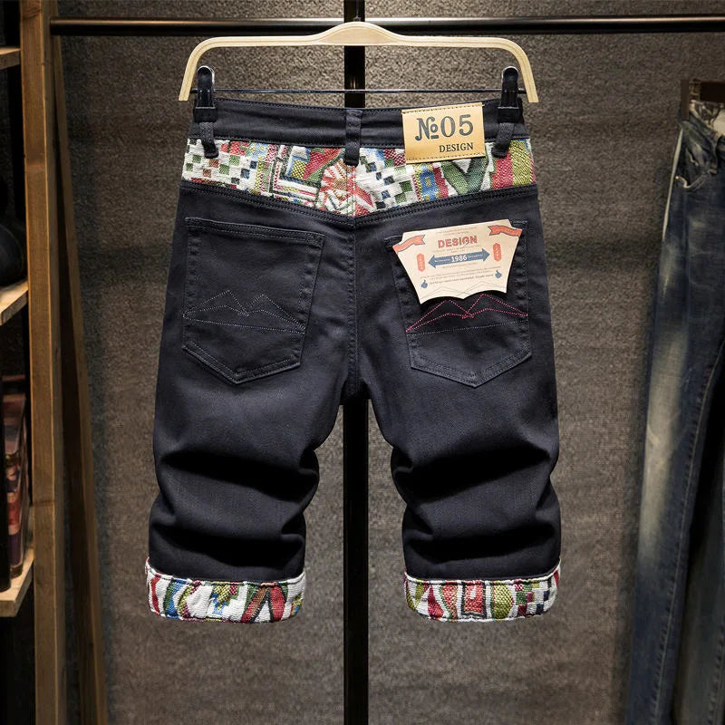 Fashion Print Denim Shorts Loose Comfortable