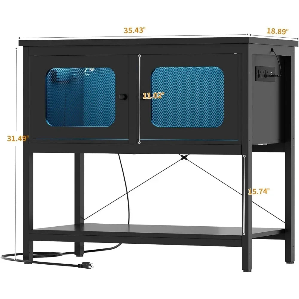 40 Gallon Fish Tank Stand with Power Outlets and Smart LED